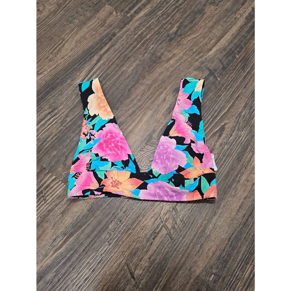 Billabong Floral Tropical V-Neck Swim Bikini Top Size Small NWOT - Picture 4 of 8